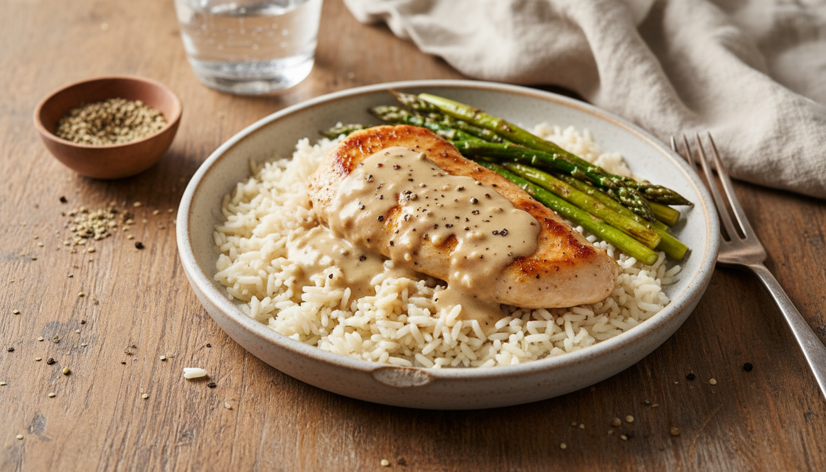 Sauce crème au poivre blanc