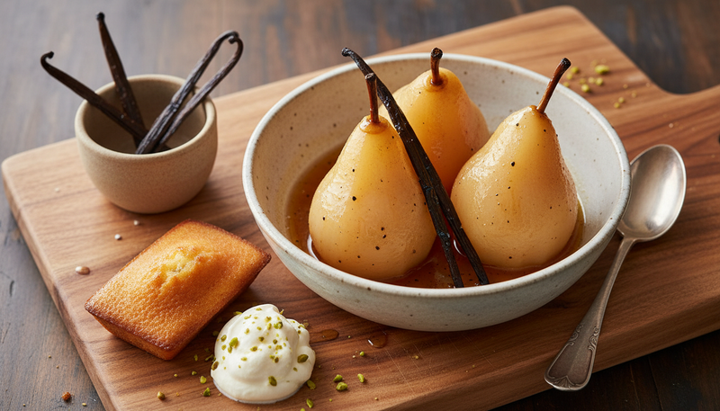 Poires pochées à la vanille