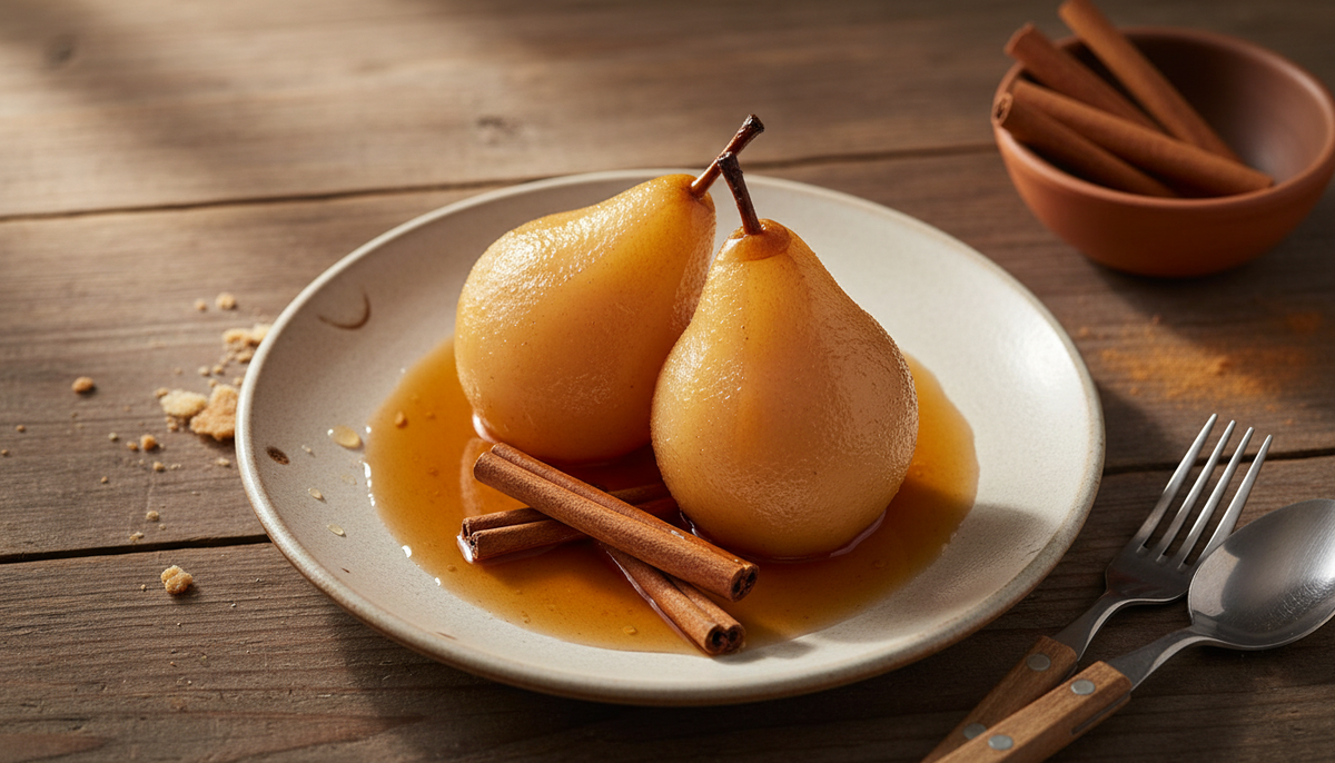 Poires pochées au sirop