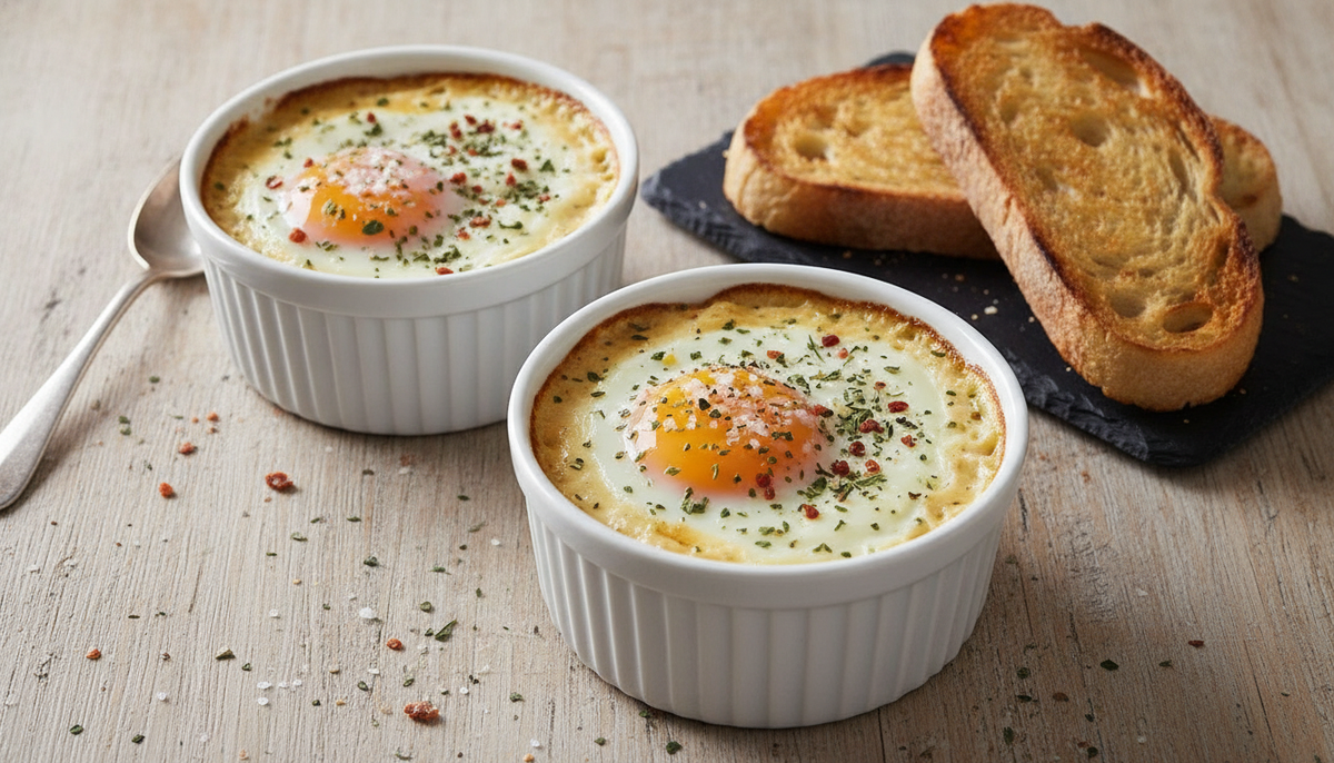 Œufs cocotte à la crème et aux herbes
