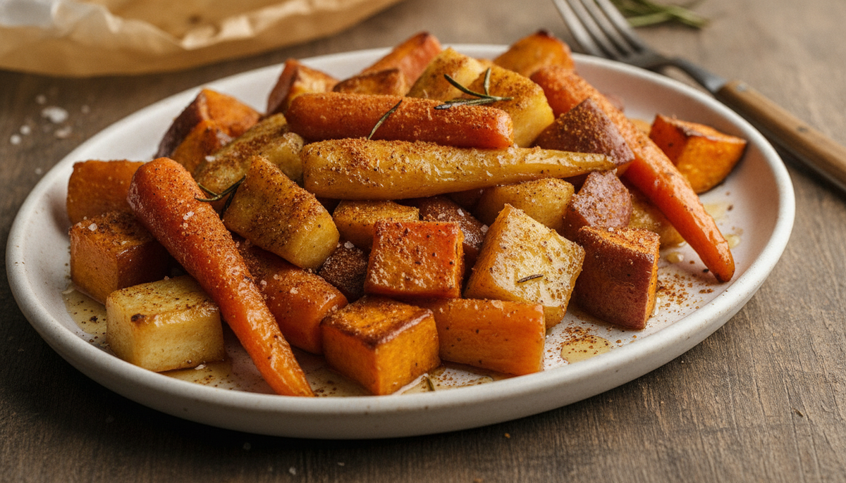Légumes racines rôtis au miel et aux épices