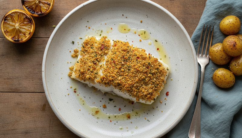 Poisson en croûte d’épices fumées
