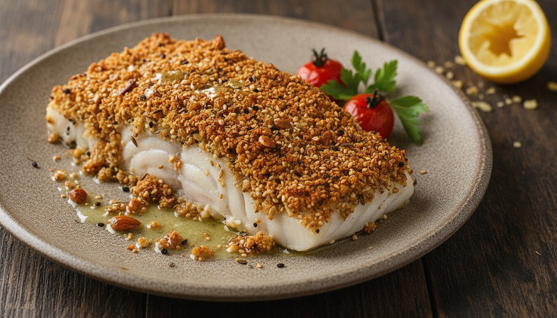 Filet de poisson en croûte de dukkah