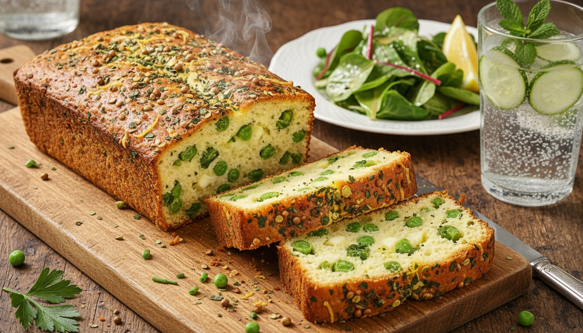 Cake salé printanier aux herbes et légumes verts