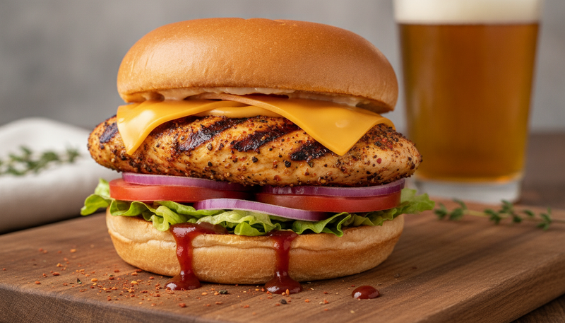 Burger de poulet grillé façon barbecue maison