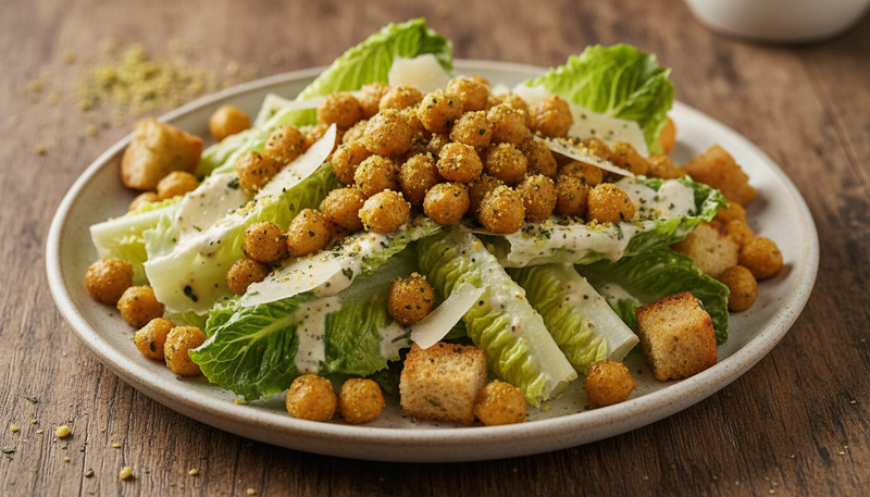 Salade César végétarienne aux pois chiches croustillants