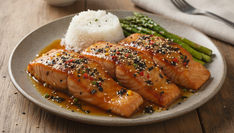 Saumon laqué au yuzu et aux épices japonaises