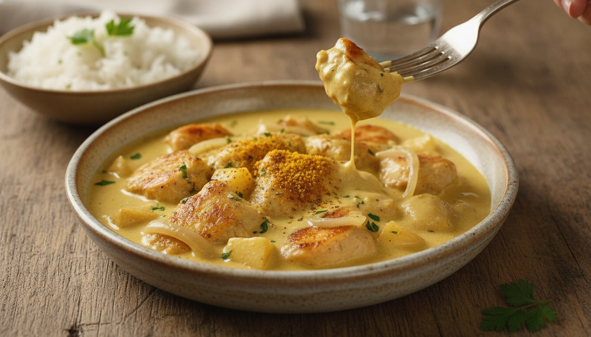 Volaille crémée au curry doux