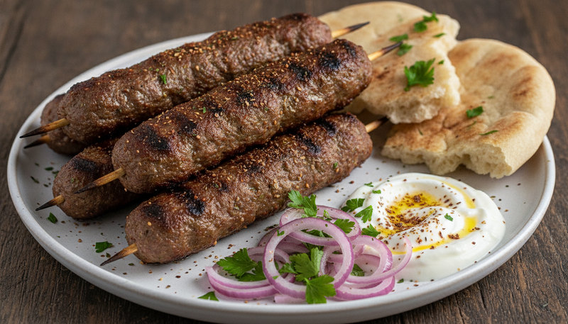 Keftas grillées aux herbes et oignons rouges