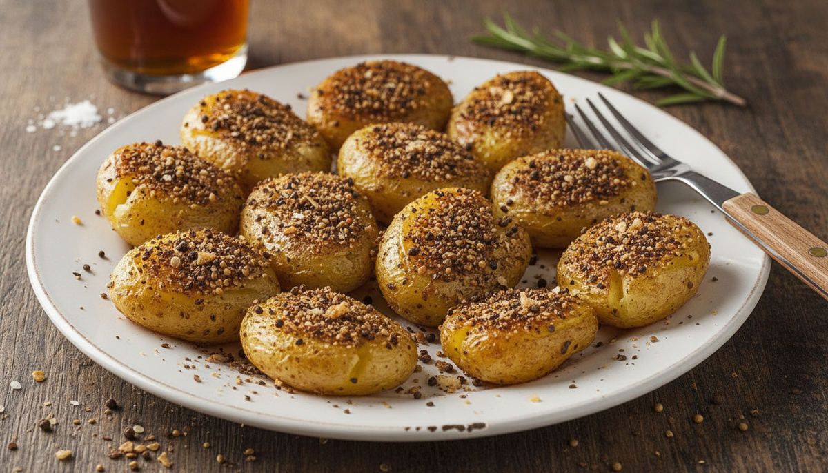 Pommes de terre écrasées croustillantes au romarin et aux épices