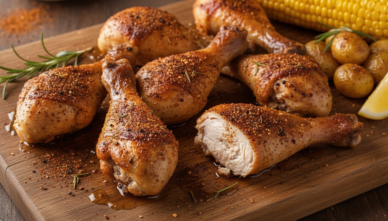 Pilons de poulet rôtis au rub fumé