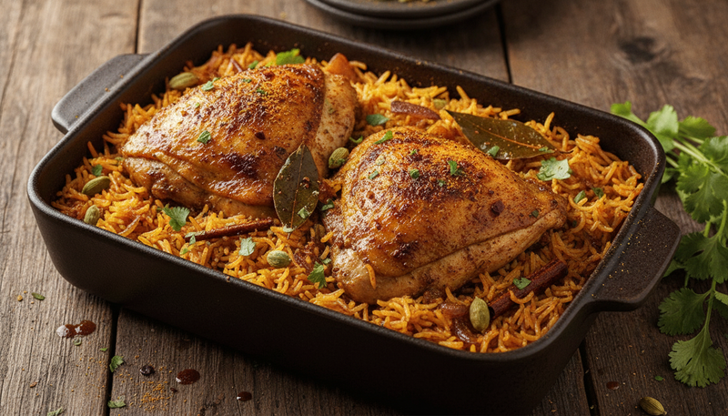 Poulet au four façon biryani