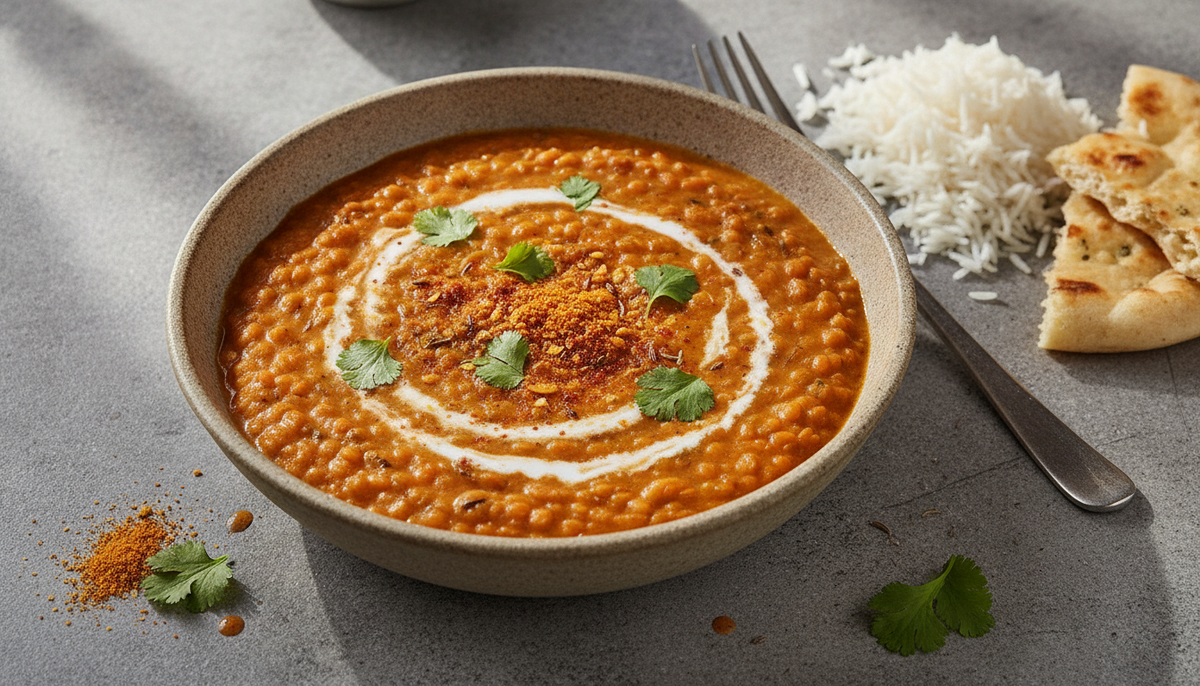 Dahl de lentilles corail et lait de coco