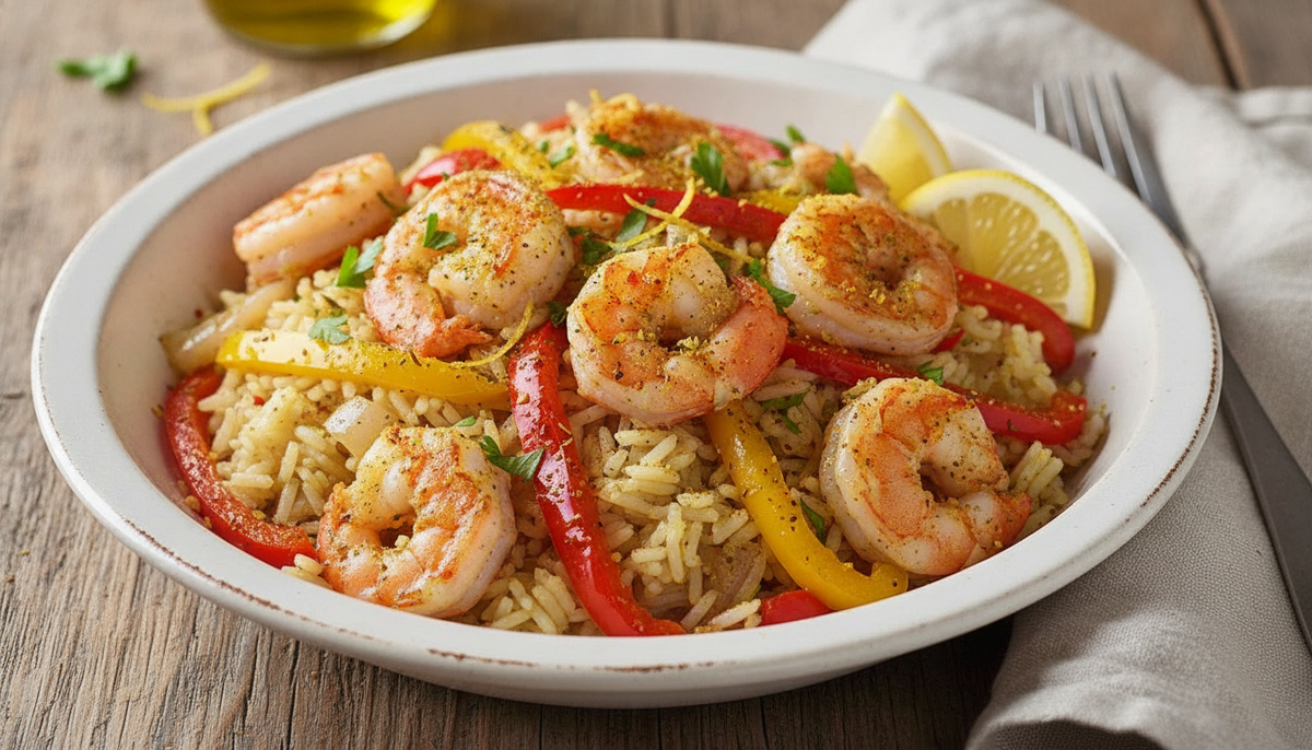 Poêlée de riz aux crevettes et citron