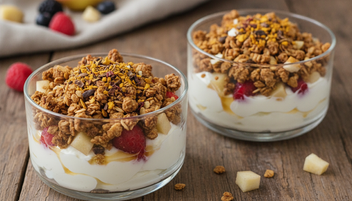 Crumble express au fromage blanc et granola maison